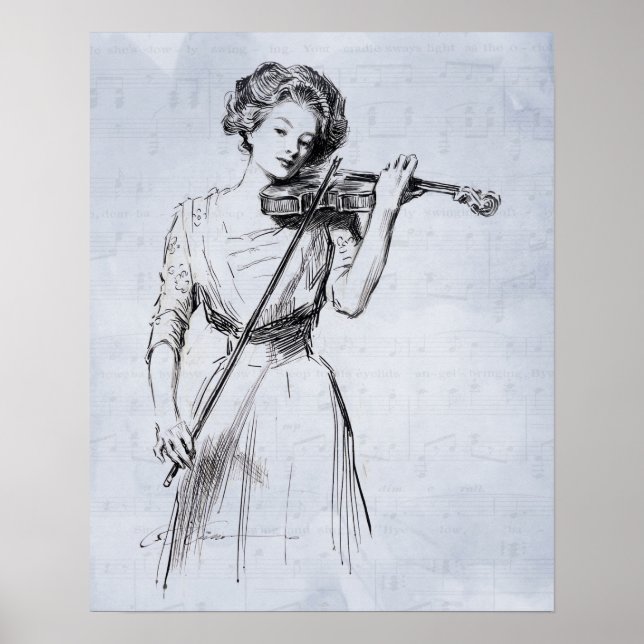 Mulher tocando violino poster (Frente)