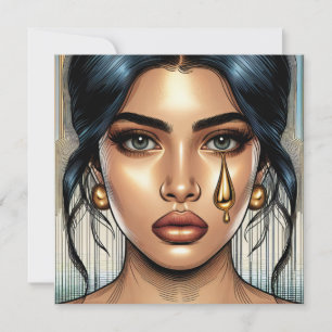 Mulher Triste bonito com Dourada lágrima