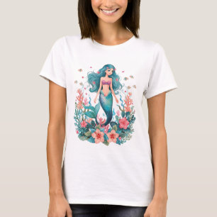 Mulher Tropical Floral Camiseta Design Borboleta B