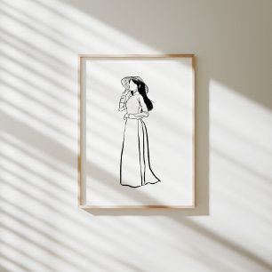 Mulher Vietnamita Ao Dai com Poster de Non La Ink