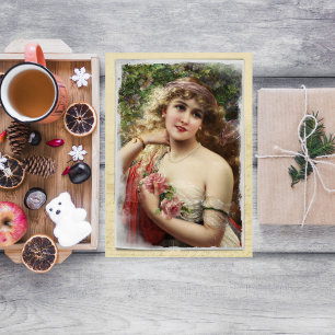 Mulher vitoriana com Dia de as mães rosa-rosado