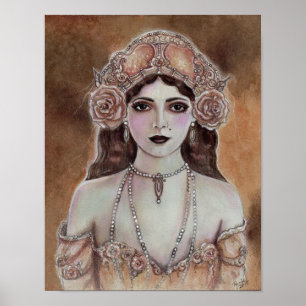 Mulher vitoriana sepia colorida poster por Renee