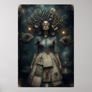 Mulher Vitoriana Surrealista Impressão de Arte de