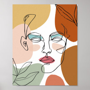 Mulheres abstratas enfrentam Impressão de arte mo