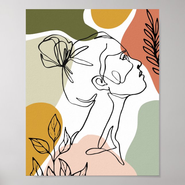Mulheres abstratas enfrentam Impressão de arte mod (Frente)