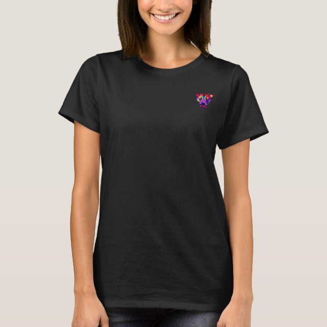 mulheres da camiseta preta do bolso do cachorro de (Frente)
