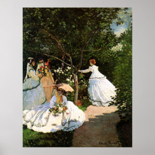 Mulheres de Monet no poster do jardim