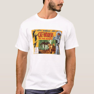 Mulheres do gato do t-shirt da lua