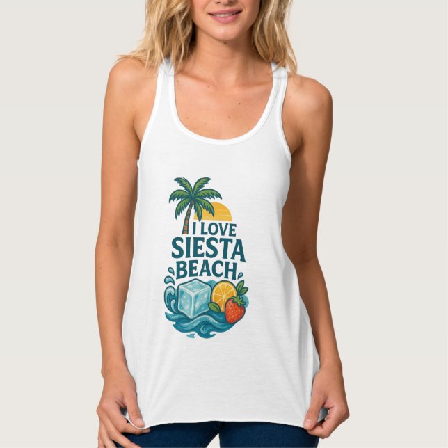 Mulheres eu amo Siesta Beach Tank Top (Frente)