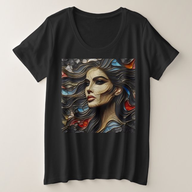 Mulheres Mais T-Shirts De Tamanho Com Expressão 14 (Frente do Design)
