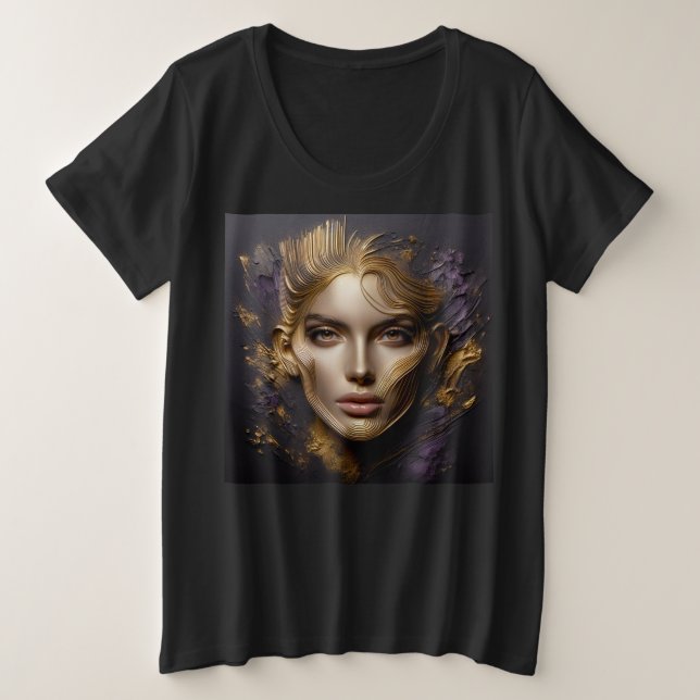 Mulheres Mais T-Shirts De Tamanho Com Expressão 19 (Frente do Design)