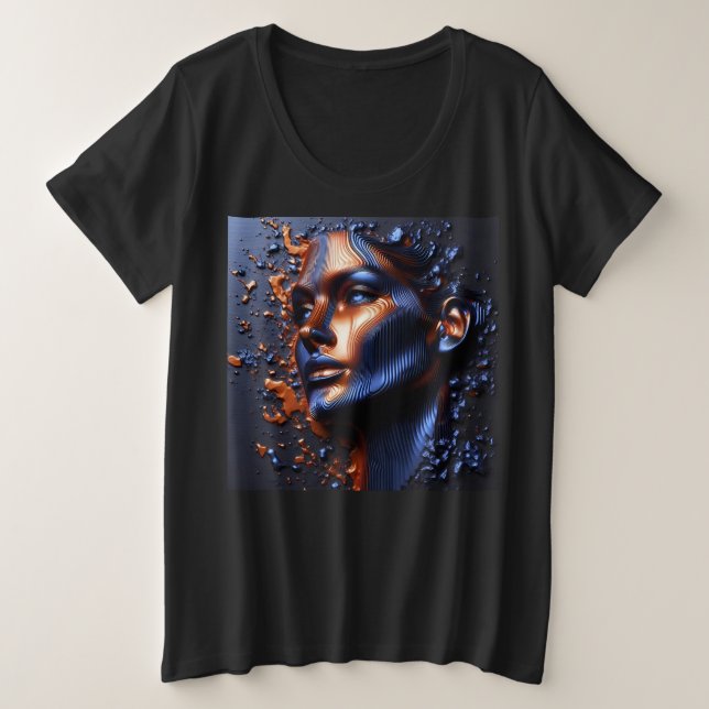 Mulheres Mais T-Shirts De Tamanho Com Expressão 3  (Frente do Design)