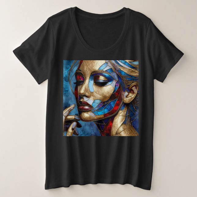 Mulheres Mais T-Shirts De Tamanho Com Expressão Ar (Frente do Design)
