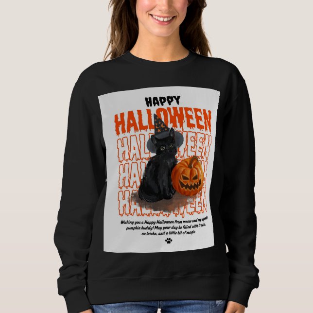 Mulheres manga longa camisa preta com desi de Hall (Frente)