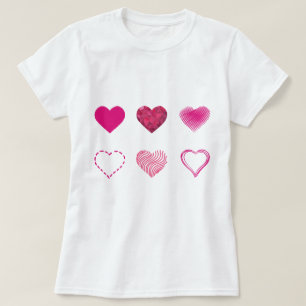 Mulheres Meninas T-Shirt Corações de Namorados Ros