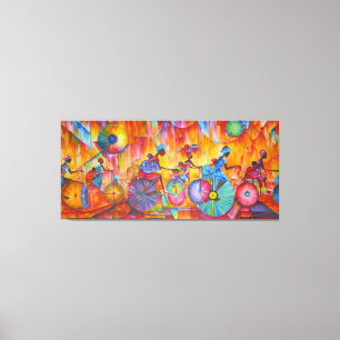 Mulheres na cópia esticada rodas das canvas