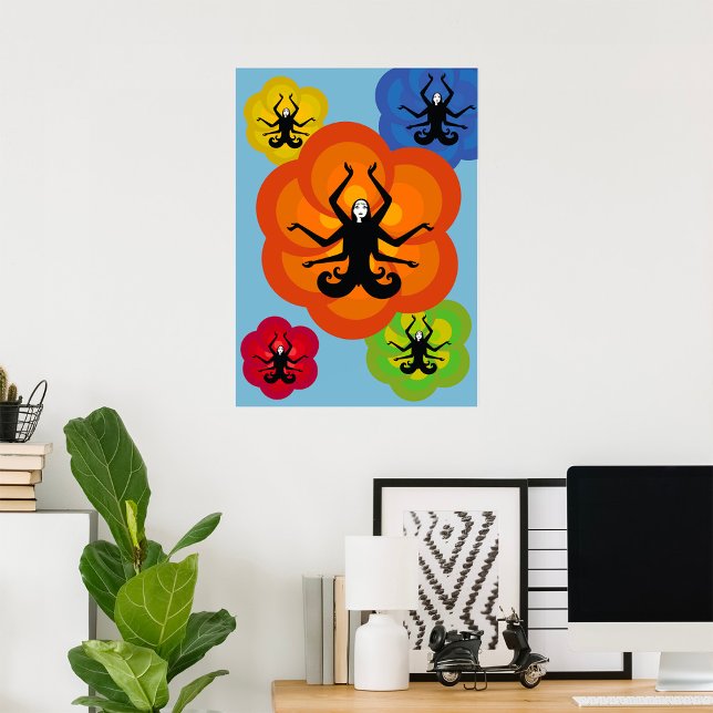 Mulheres Na Poster Do Lotus Pose (Criador carregado)