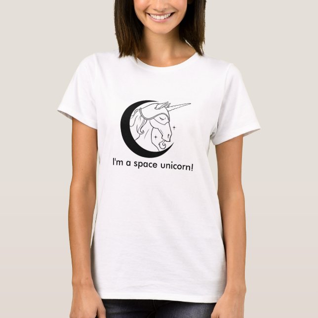 Mulheres sou uma camiseta espacial Unicórnio (Frente)