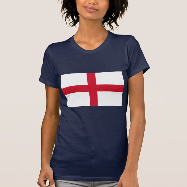Mulheres T Camisa com Bandeira da Inglaterra (Frente)