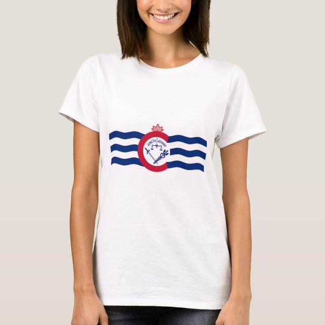 Mulheres T Camisa com Bandeira de Cincinnati, Ohio (Frente)