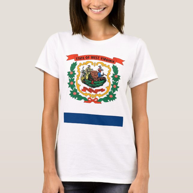 Mulheres T Camisa com Bandeira de Wes Virginia (Frente)
