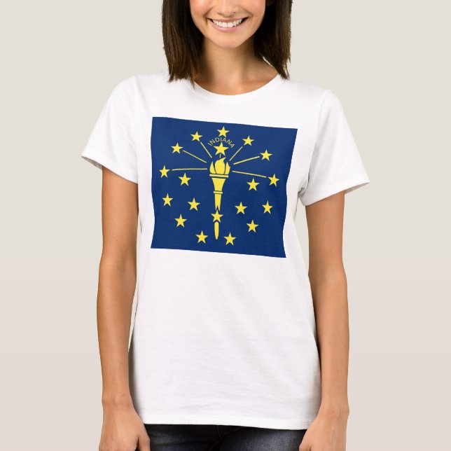 Mulheres T Camisa com Bandeira do Estado de Indian (Frente)