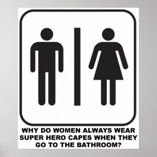 Mulheres Usando Capas no Banheiro Poster Divertido