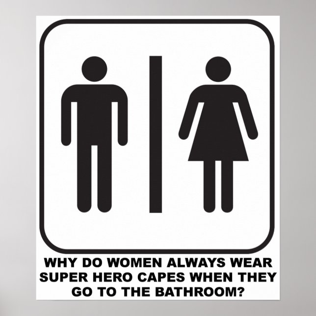 Mulheres Usando Capas no Banheiro Poster Divertido (Frente)