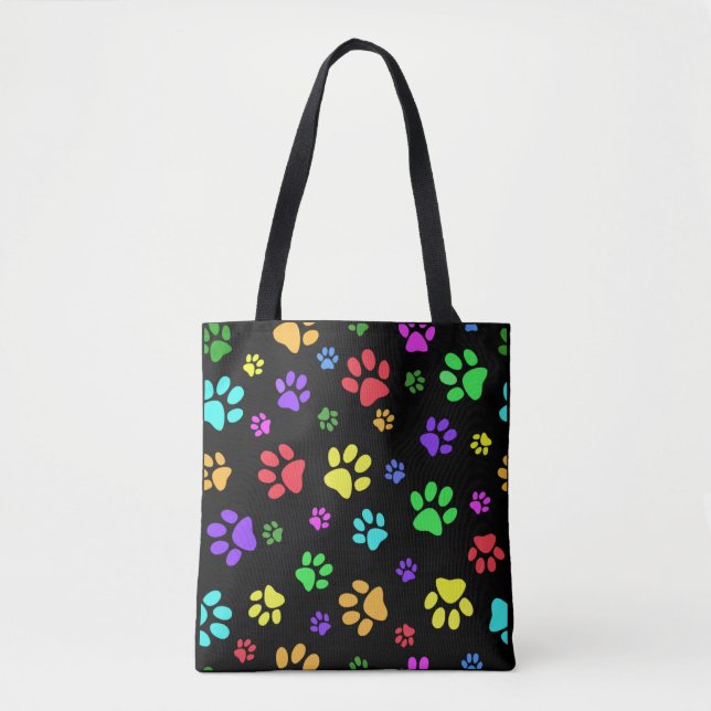 Multicolor Paw Imprime Design Tote Bag (Frente)