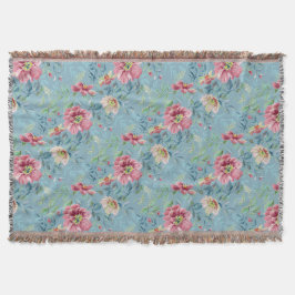 Multicoloração de Rosas selvagens no cobertor azul