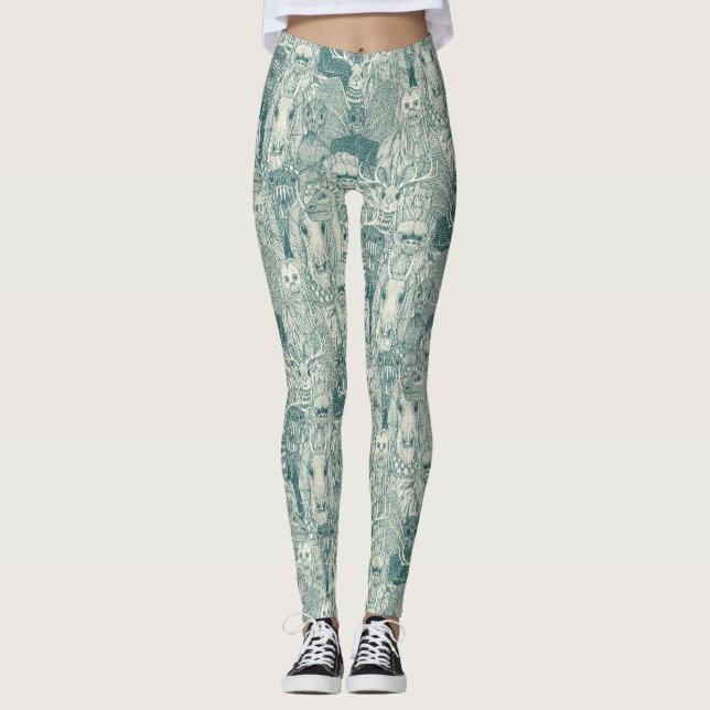 multidão de criptozoológicos leggings de pinho pér (Frente)