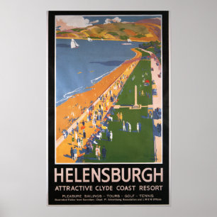 Multidões ao longo do poster das estradas de ferr