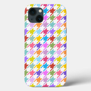 Múltiplas cores Houndstooth+Padrão Branco