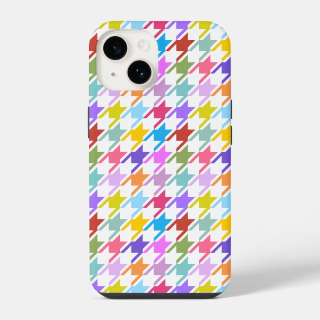 Múltiplas cores Houndstooth+Padrão Branco (Verso)