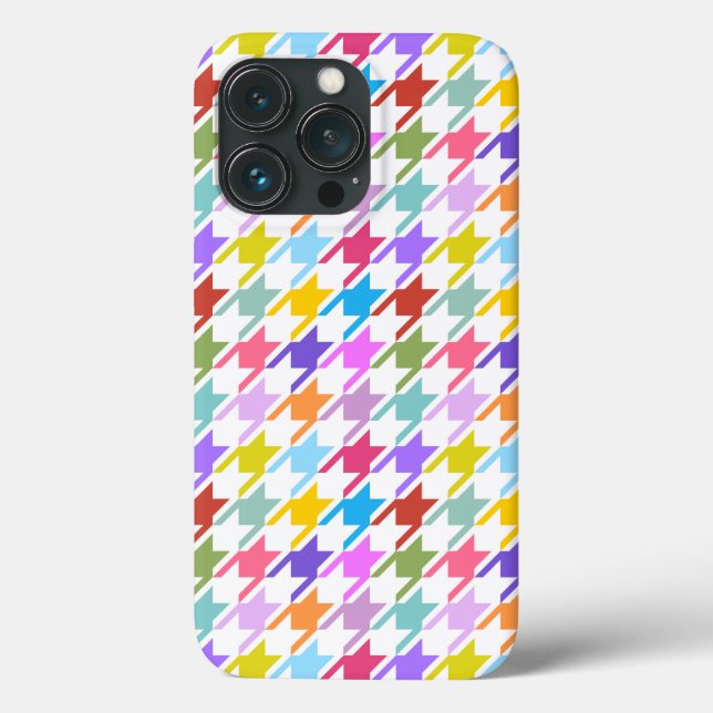 Múltiplas cores Houndstooth+Padrão Branco (Verso)