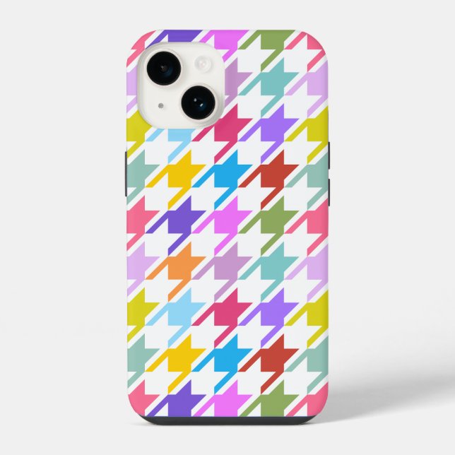 Múltiplas cores Houndstooth+Padrão Branco Grande (Verso)