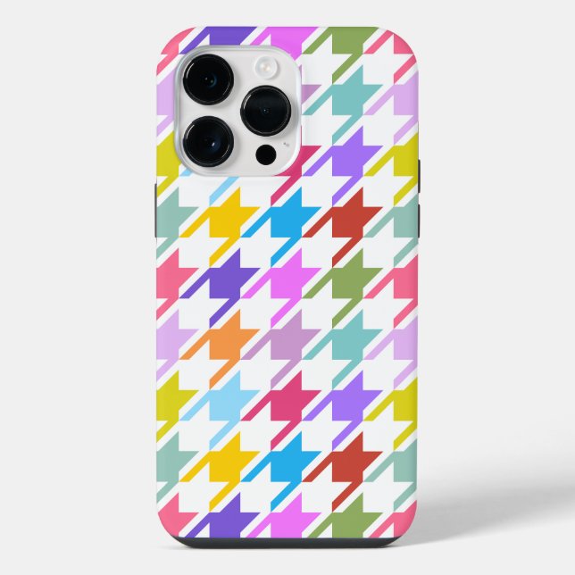 Múltiplas cores Houndstooth+Padrão Branco Grande (Verso)