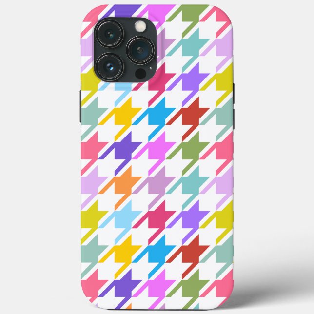 Múltiplas cores Houndstooth+Padrão Branco Grande (Verso)