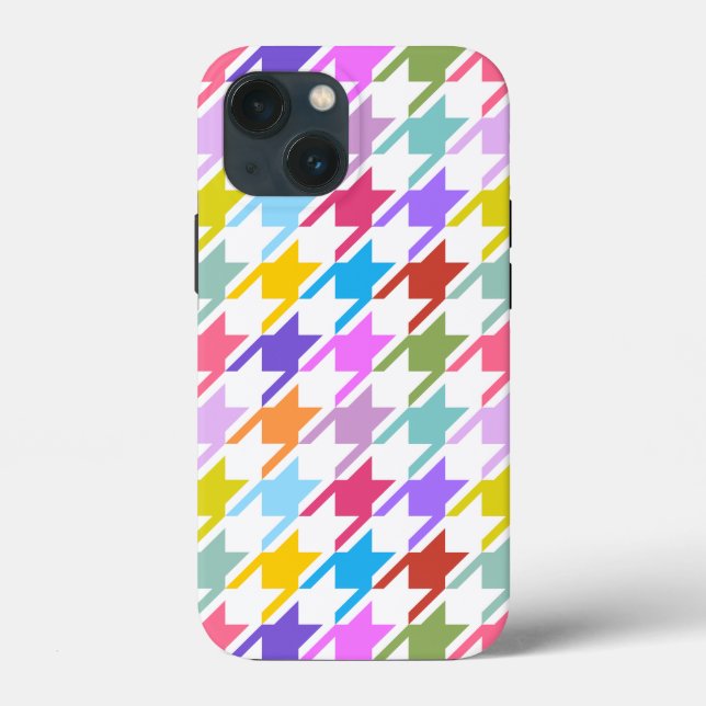 Múltiplas cores Houndstooth+Padrão Branco Grande (Verso)