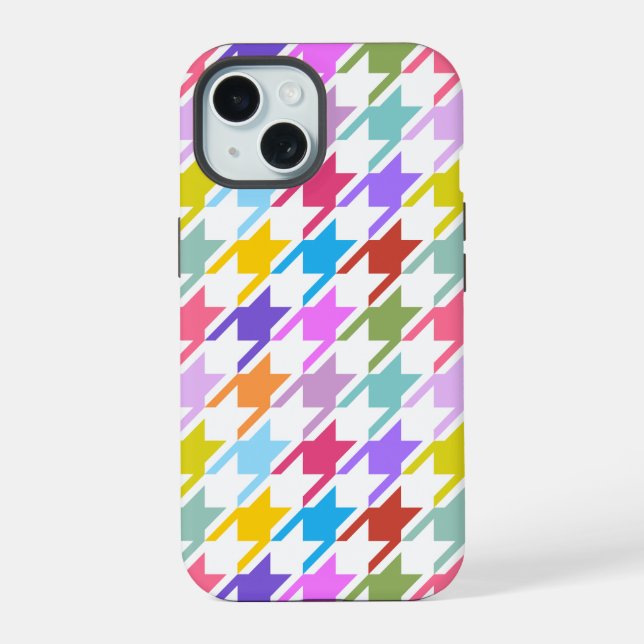 Múltiplas cores Houndstooth+Padrão Branco Grande (Verso)