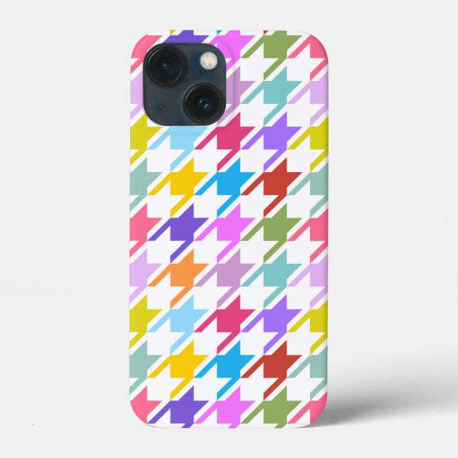 Múltiplas cores Houndstooth+Padrão Branco Grande (Verso)