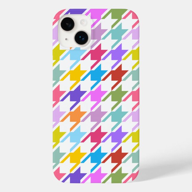 Múltiplas cores Houndstooth+Padrão Branco Grande (Verso)