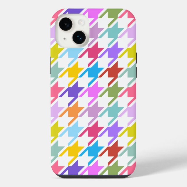 Múltiplas cores Houndstooth+Padrão Branco Grande (Verso)