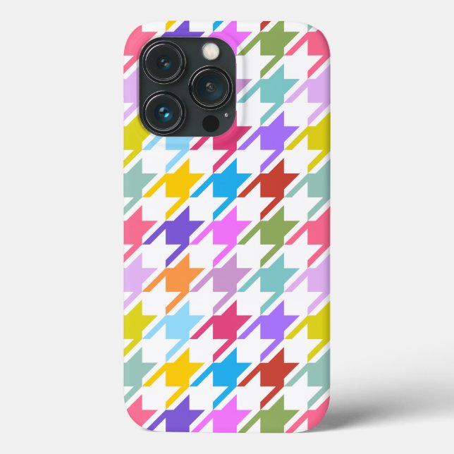 Múltiplas cores Houndstooth+Padrão Branco Grande (Verso)