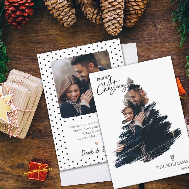 Múltiplas Fotos Mínimas Elegante Feliz Natal (Elegant Minimalist Multi Photo Merry Christmas Card)