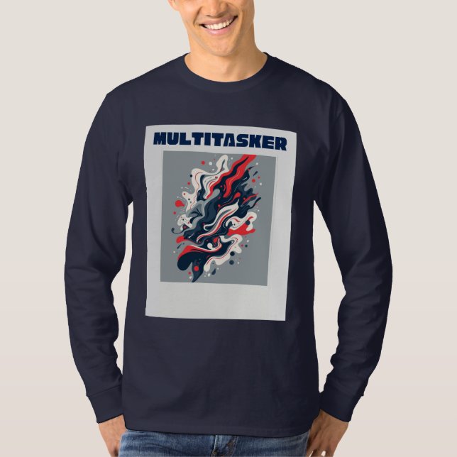 Multitarefa - Camiseta de Arte Fluida Abstrata e R (Frente)