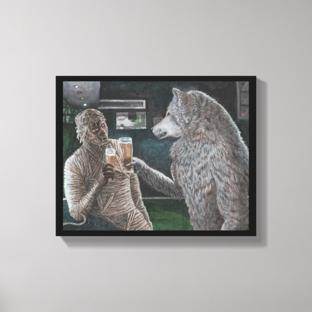 Múmia e Bebendo de Werewolf Fantasy Canvas Print (Frente)