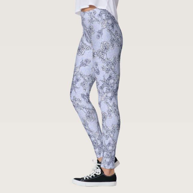 Mums Flower Overlay Lace Art Leggings (Esquerda)