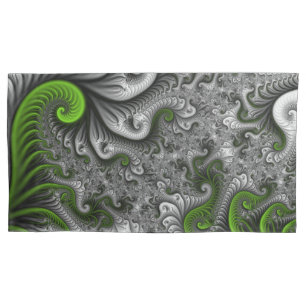Mundo de Fantasia Verde e Cinza Arte Abstrata Frac