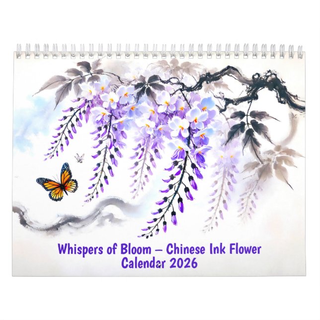 Murmurios da Flor de Tinta Chinesa Calendário 2026 (Capa)